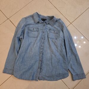 New Lane Bryant Light Blue Denim Button-Up Shirt